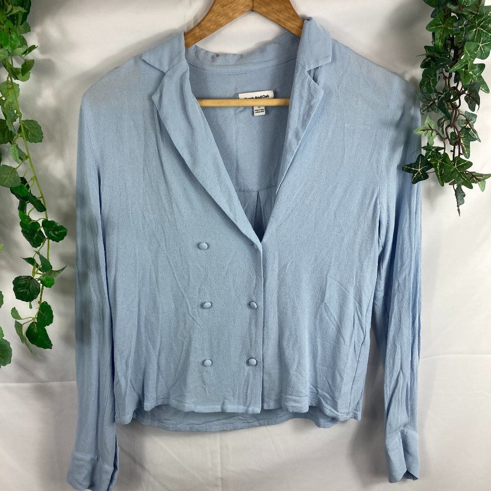 Frank and Oak button up long sleeve baby blue top